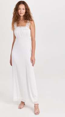 Lioness Vintage Ballerina Porcelain White Lace Trim Sleeveless Maxi Dress Size M